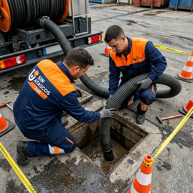 Limpieza de arqueta abierta con manguera de succión